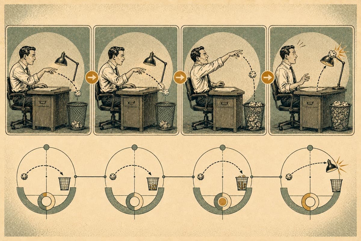 Three nearly identical events form a pattern before a fourth changes one crucial detail